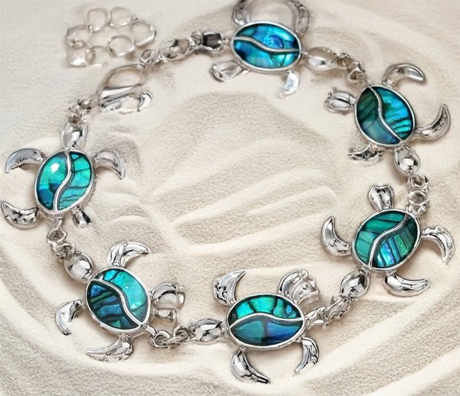 Cute NZ Paua Shell Turtle Bracelet - Image 2