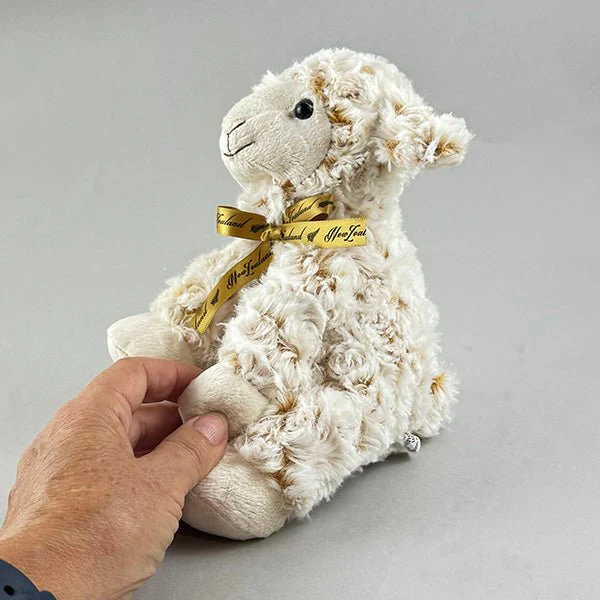 Cute NZ Souvenir Sitting Lamb Plush Toy with Curly Fur - Image 3