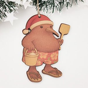 Cute Santa Kiwi with Bucket and Spade Christmas Ornament
