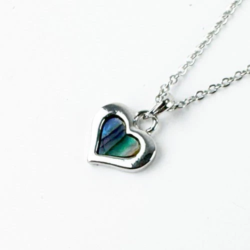 Cute Silver Paua Heart Necklace - Image 3