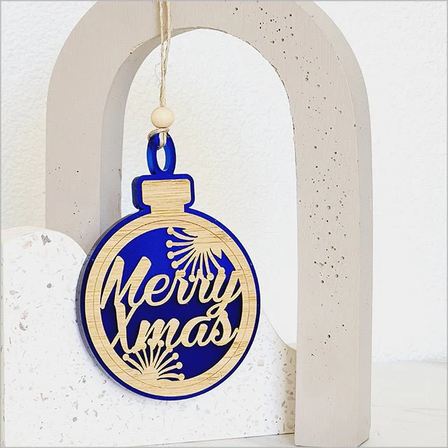 Dark Blue NZ Merry Xmas Pohutukawa Decoration