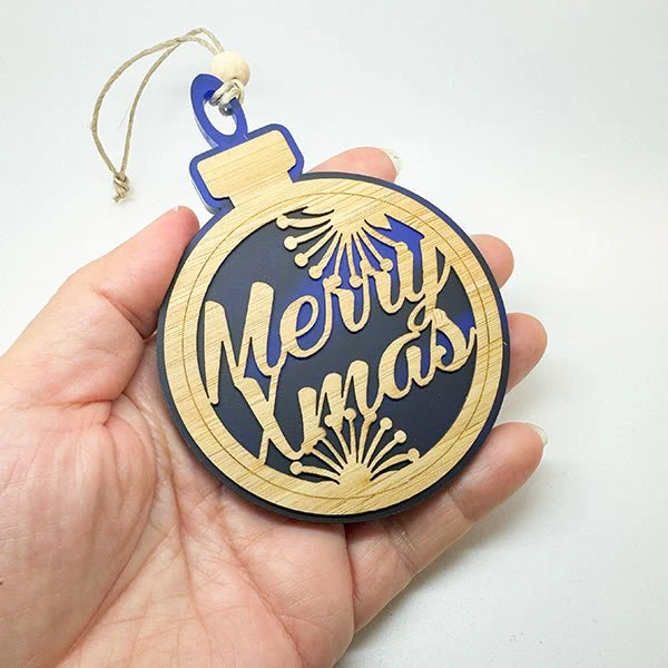 Dark Blue NZ Merry Xmas Pohutukawa Decoration - Image 2