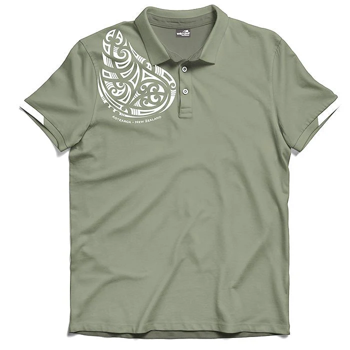 Dri-Fit Mens Aotearoa NZ Polo Shirt with Maori Shoulder Tattoo