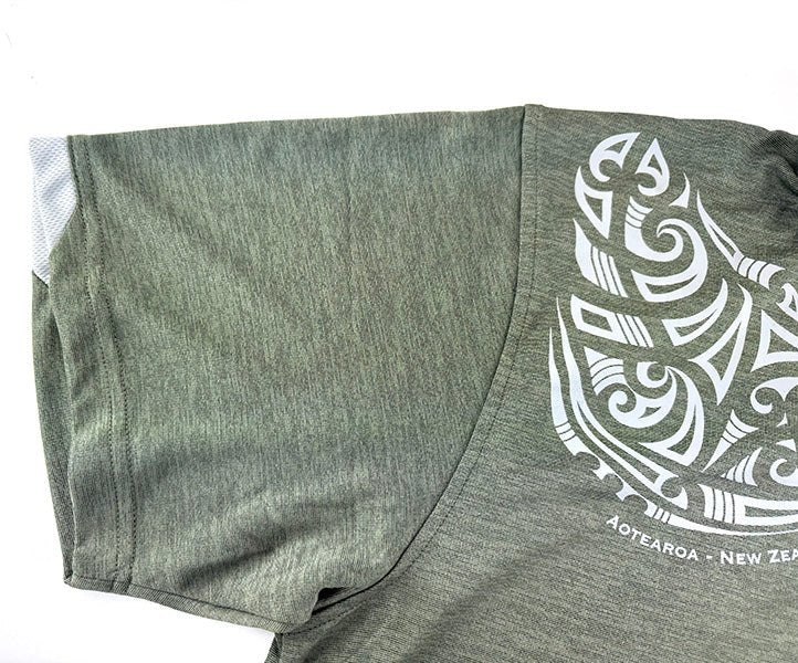Dri-Fit Mens Aotearoa NZ Polo Shirt with Maori Shoulder Tattoo - Image 3