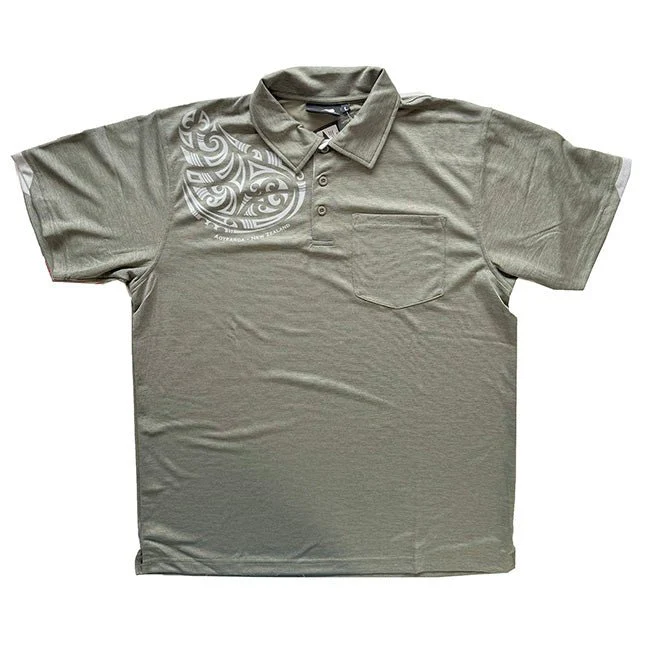 Dri-Fit Mens Aotearoa NZ Polo Shirt with Maori Shoulder Tattoo - Image 4