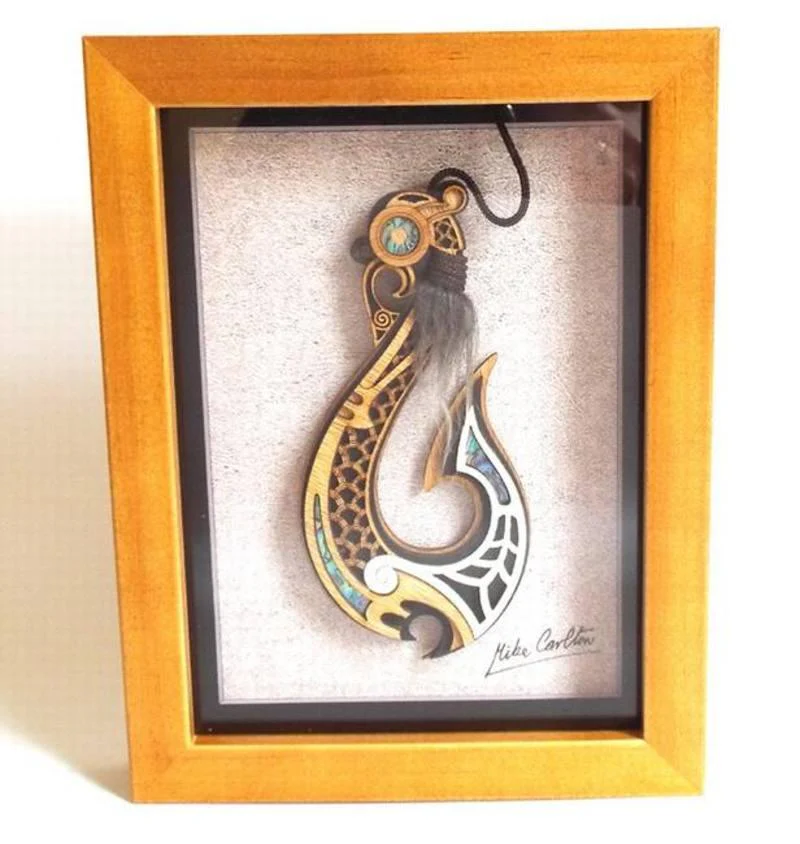 Framed Maori Fish Hook - Te Matau a Maui