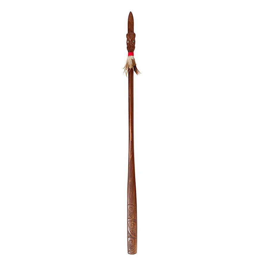 Full Size Maori Carved Taiaha on Stand - Image 3