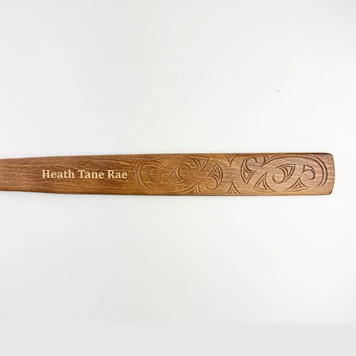 Full Size Maori Carved Taiaha on Stand - Image 5