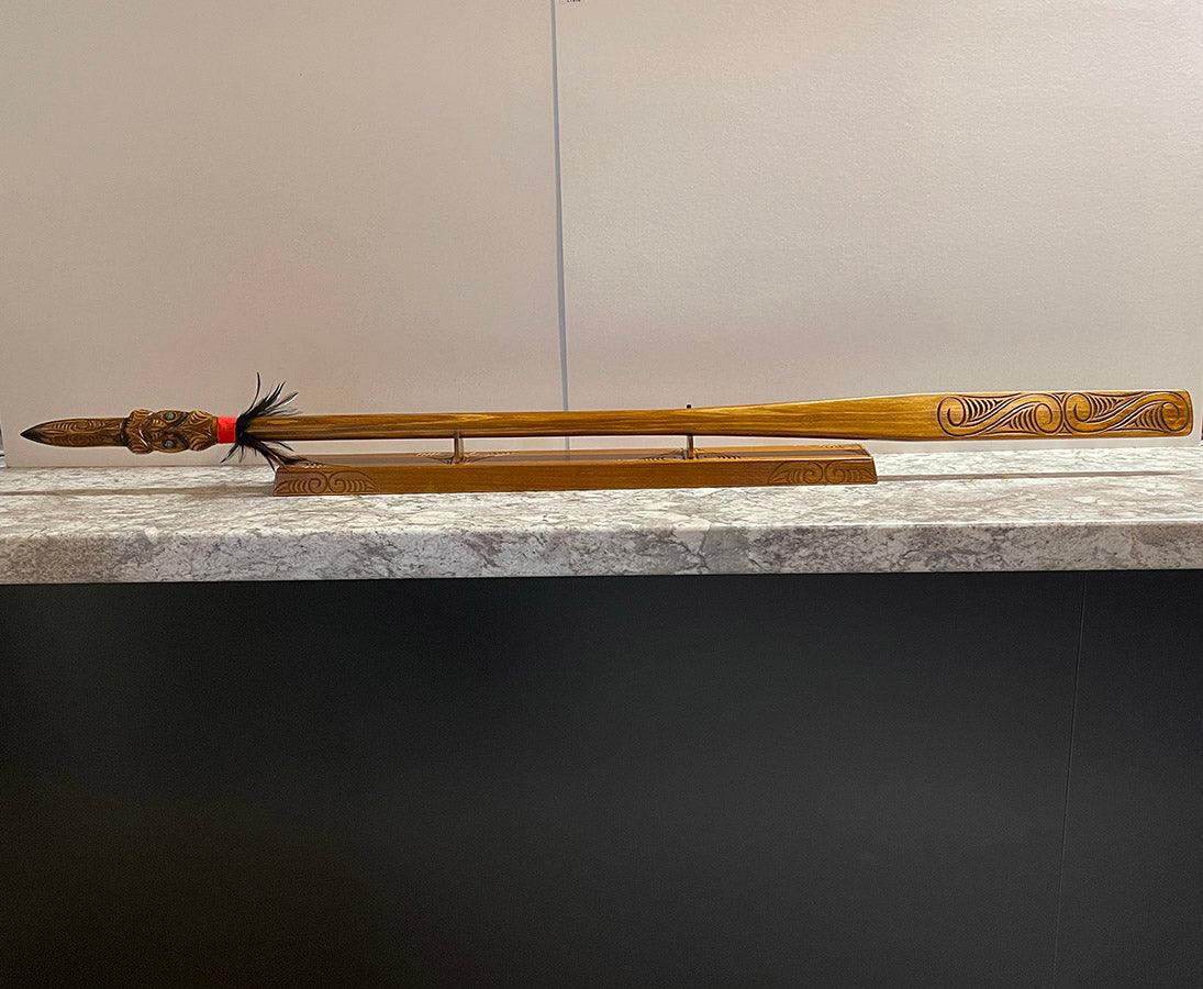 Full Size Maori Taiaha with Carved Shaft and Head - Image 5