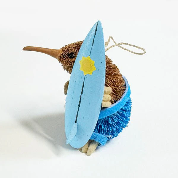 Fun NZ Brush Kiwi Bird Surfer Dude Christmas Ornament - Image 2