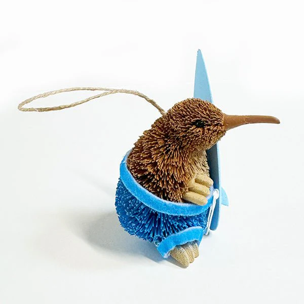 Fun NZ Brush Kiwi Bird Surfer Dude Christmas Ornament - Image 3