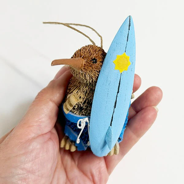Fun NZ Brush Kiwi Bird Surfer Dude Christmas Ornament - Image 5