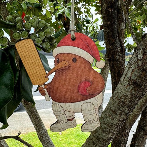 Fun Santa Kiwi Cricket Player Christmas Ornament - Image 2