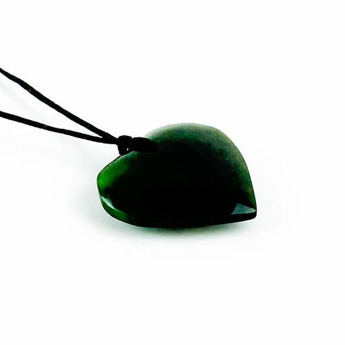 Genuine NZ Greenstone 30mm Heart Manawa Necklace - Image 2