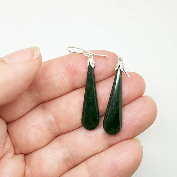 Genuine NZ Greenstone Drop Earrings - Image 2