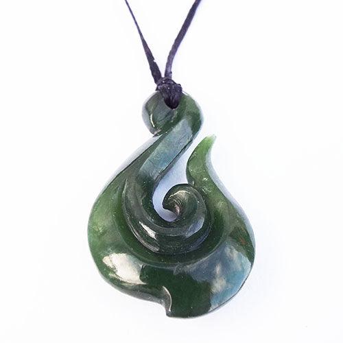 Genuine NZ Greenstone Hook with Koru Necklace - Image 2