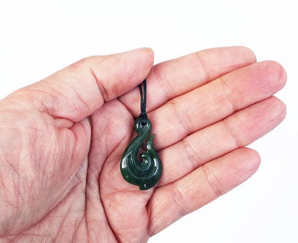 Genuine NZ Greenstone Hook with Koru Necklace - Image 3