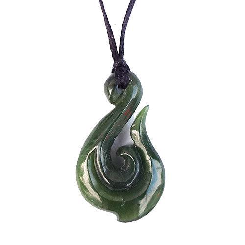 Genuine NZ Greenstone Hook with Koru Necklace - Image 4