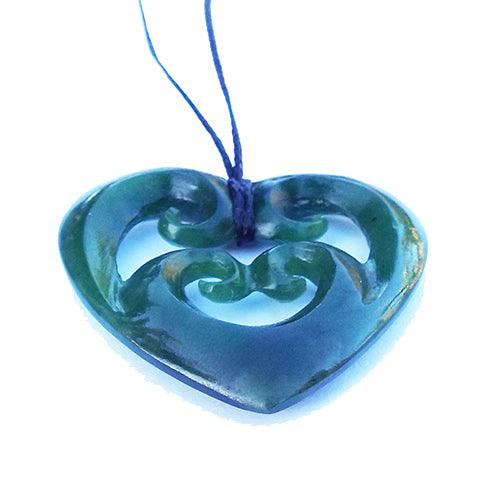 Genuine NZ Greenstone Double Heart Necklace with Koru – Maori Pendant - Image 3