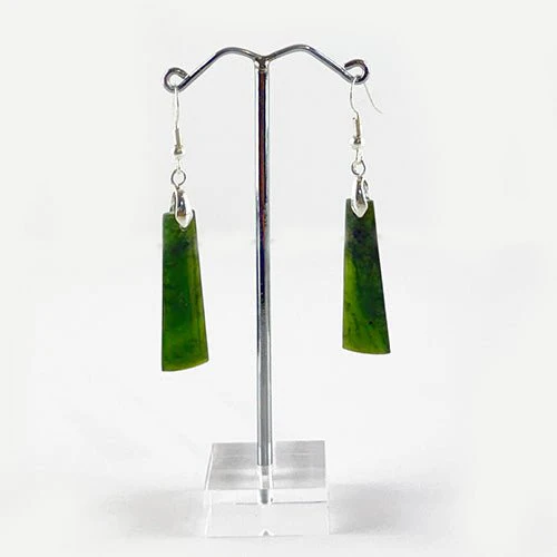 Genuine NZ Greenstone MÄori Toki Earrings