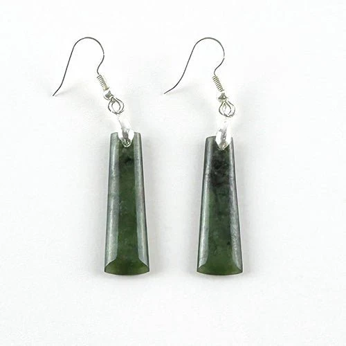 Genuine NZ Greenstone MÄori Toki Earrings - Image 2