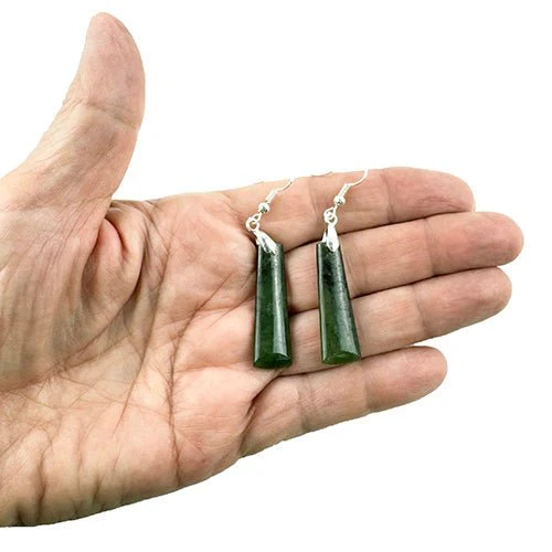 Genuine NZ Greenstone MÄori Toki Earrings - Image 3