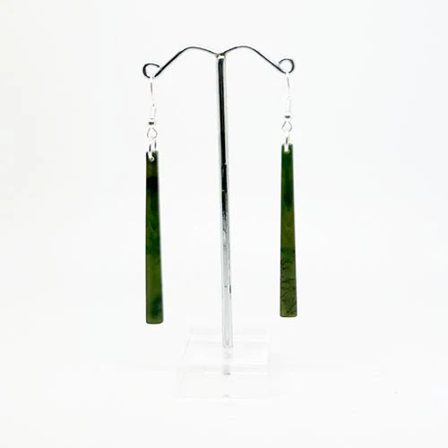 Genuine NZ Greenstone Matchstick Earrings