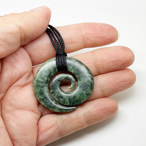 Genuine NZ Greenstone Open Koru Necklace ā Maori Pounamu Pendant - Image 2