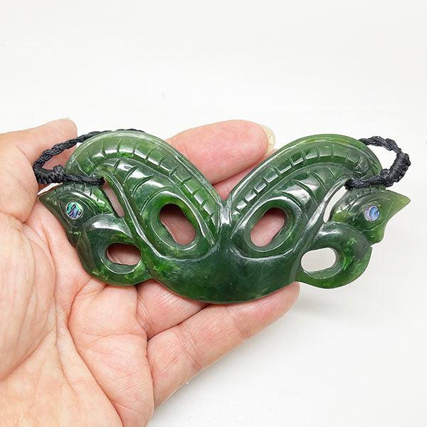 Genuine NZ Greenstone Pekapeka Manaia Breastplate Necklace - Image 2