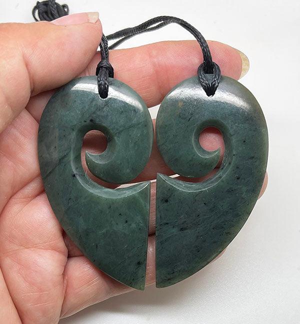 Genuine NZ Greenstone Split Heart Necklace - Image 3