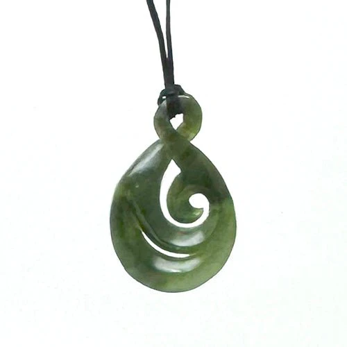 Genuine NZ Greenstone Twist Necklace with Koru – Maori Pounamu Pendant