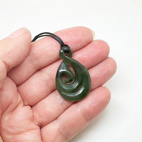 Genuine NZ Greenstone Twist Necklace with Koru – Maori Pounamu Pendant - Image 2