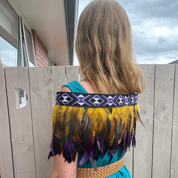Gold and Purple Short Ceremonial Korowai - Image 2