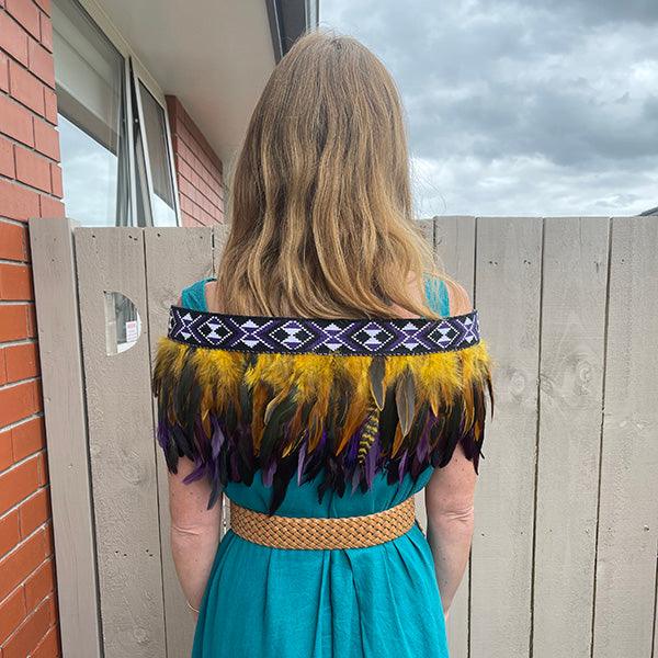 Gold and Purple Short Ceremonial Korowai - Image 3