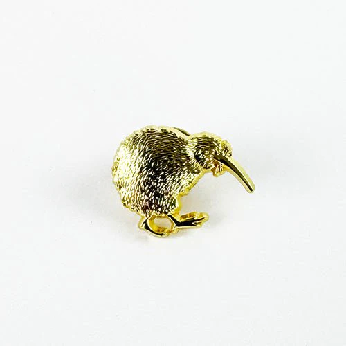 Gold Kiwi Bird Pinback Badge