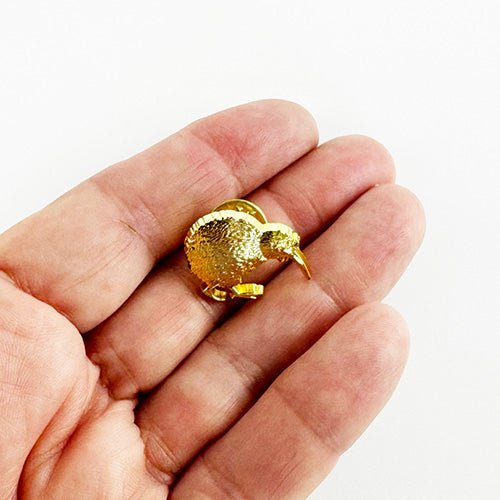 Gold Kiwi Bird Pinback Badge - Image 3