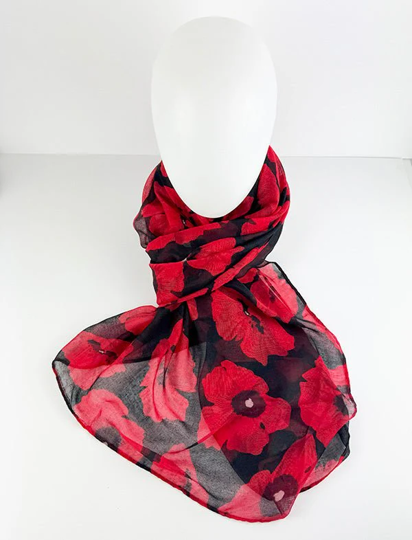 Gorgeous Black and Red ANZAC Poppy Scarf - Image 2