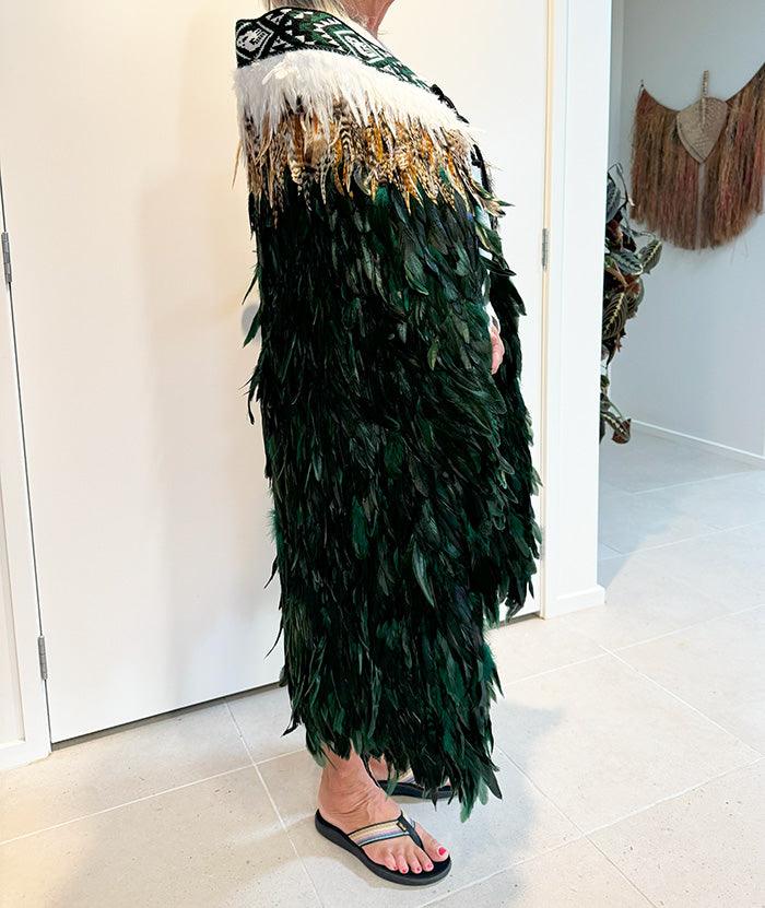 Gorgeous Forest Green Maori Korowai Cloak - Image 2