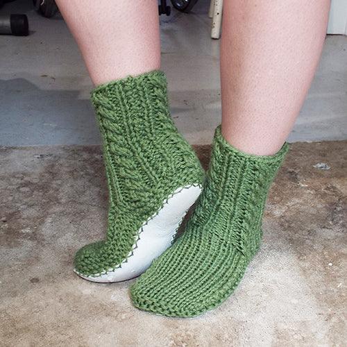 Gorgeous Green NZ Sheepskin and Wool Slipper Socks - Image 3