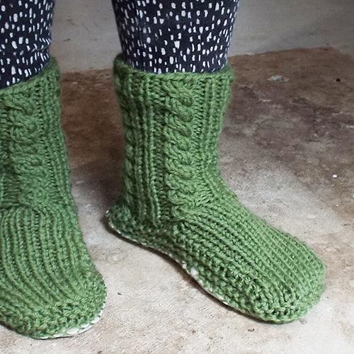 Gorgeous Green NZ Sheepskin and Wool Slipper Socks - Image 4