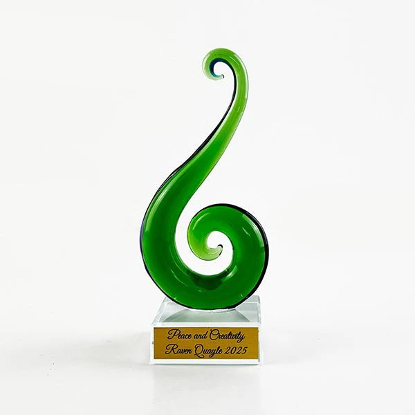Green Glass Maori Koru Hook Ornament or Trophy - Image 5