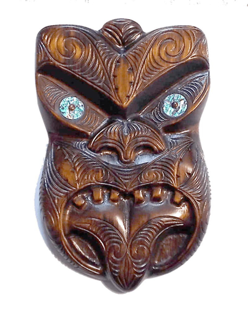 Heavily Carved Extra Large Maori Wheku Mask