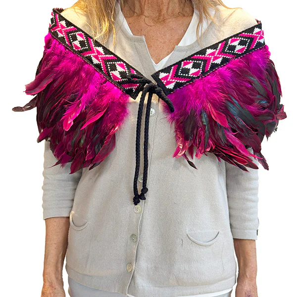 Hot Pink and Cerise Short Maori Korowai - Image 2