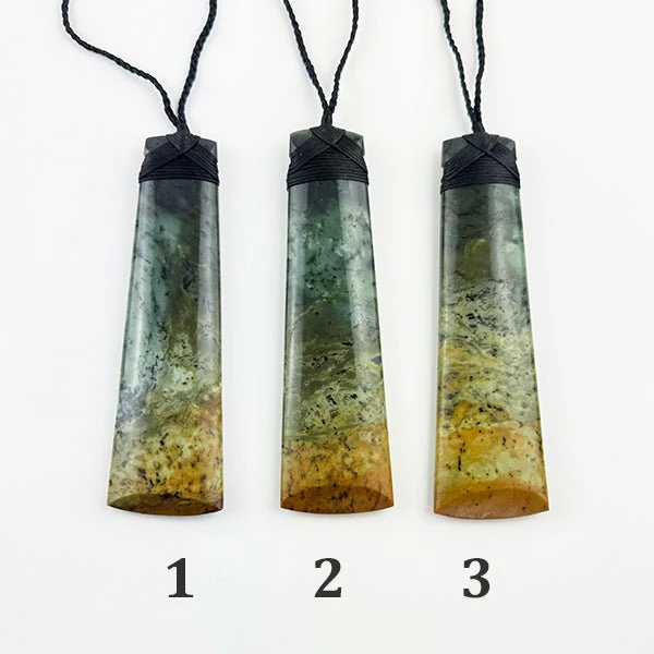 Huge 15cm Marsden Flower Jade Greenstone Māori Toki Necklace - Putiputi Pounamu