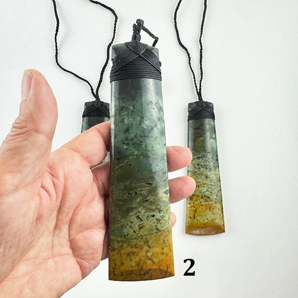 Huge 15cm Marsden Flower Jade Greenstone Māori Toki Necklace - Putiputi Pounamu - Image 3