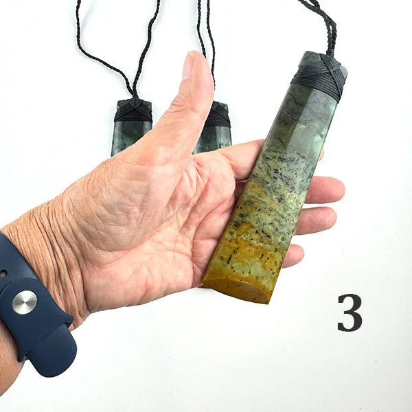Huge 15cm Marsden Flower Jade Greenstone Māori Toki Necklace - Putiputi Pounamu - Image 4