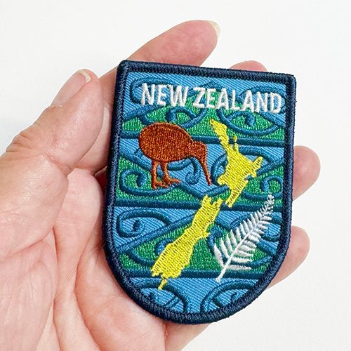Kiwi Bird NZ Map Silver Fern Koru Iron On Patch - Image 2