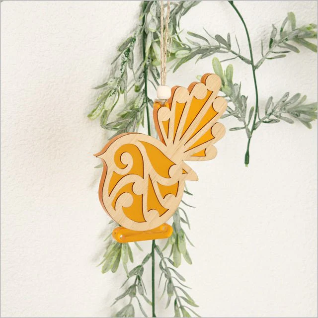 Koru NZ Fantail Bird Christmas Ornament - Image 11
