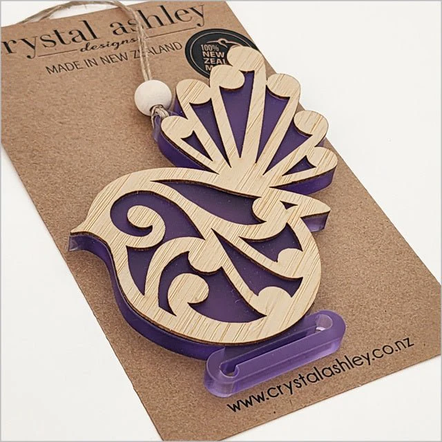Koru NZ Fantail Bird Christmas Ornament - Image 2