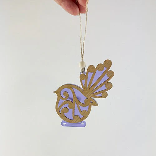 Koru NZ Fantail Bird Christmas Ornament - Image 3